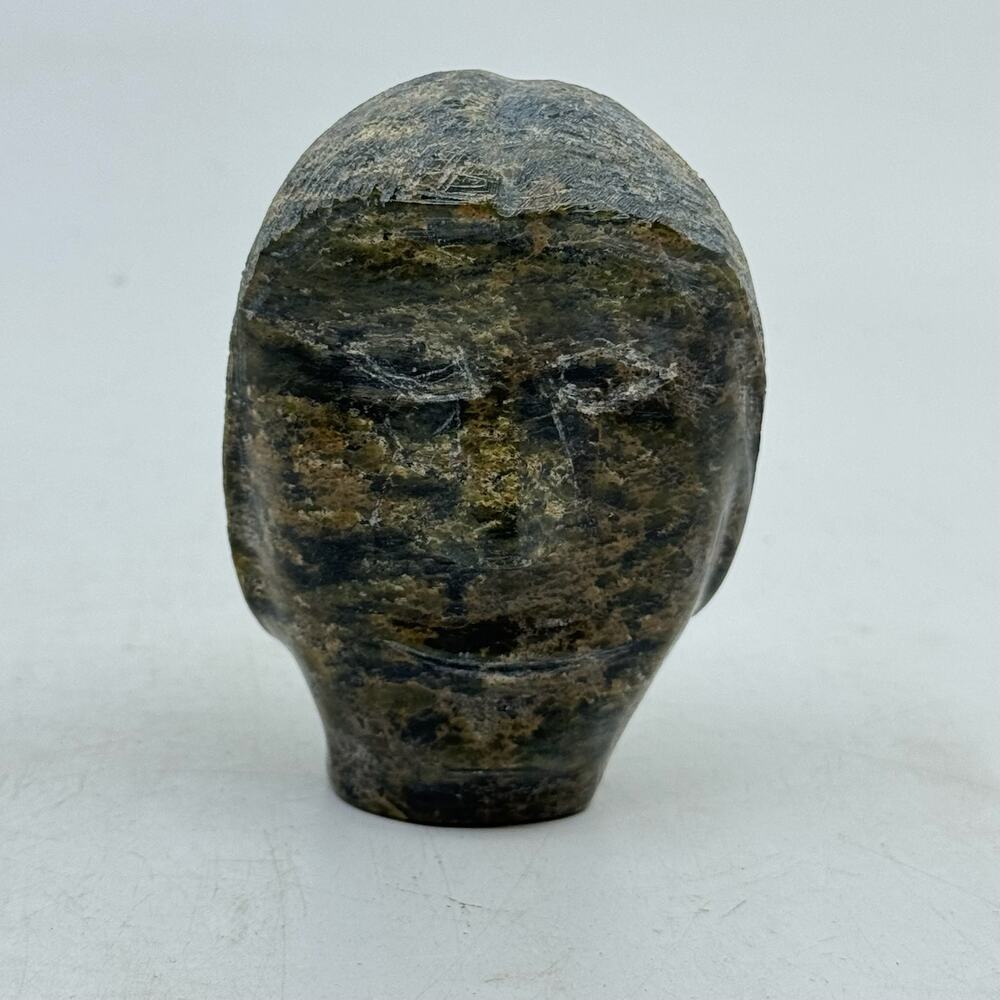 Inuit Handmade Serpentine Head Sculpture by Joe Adams